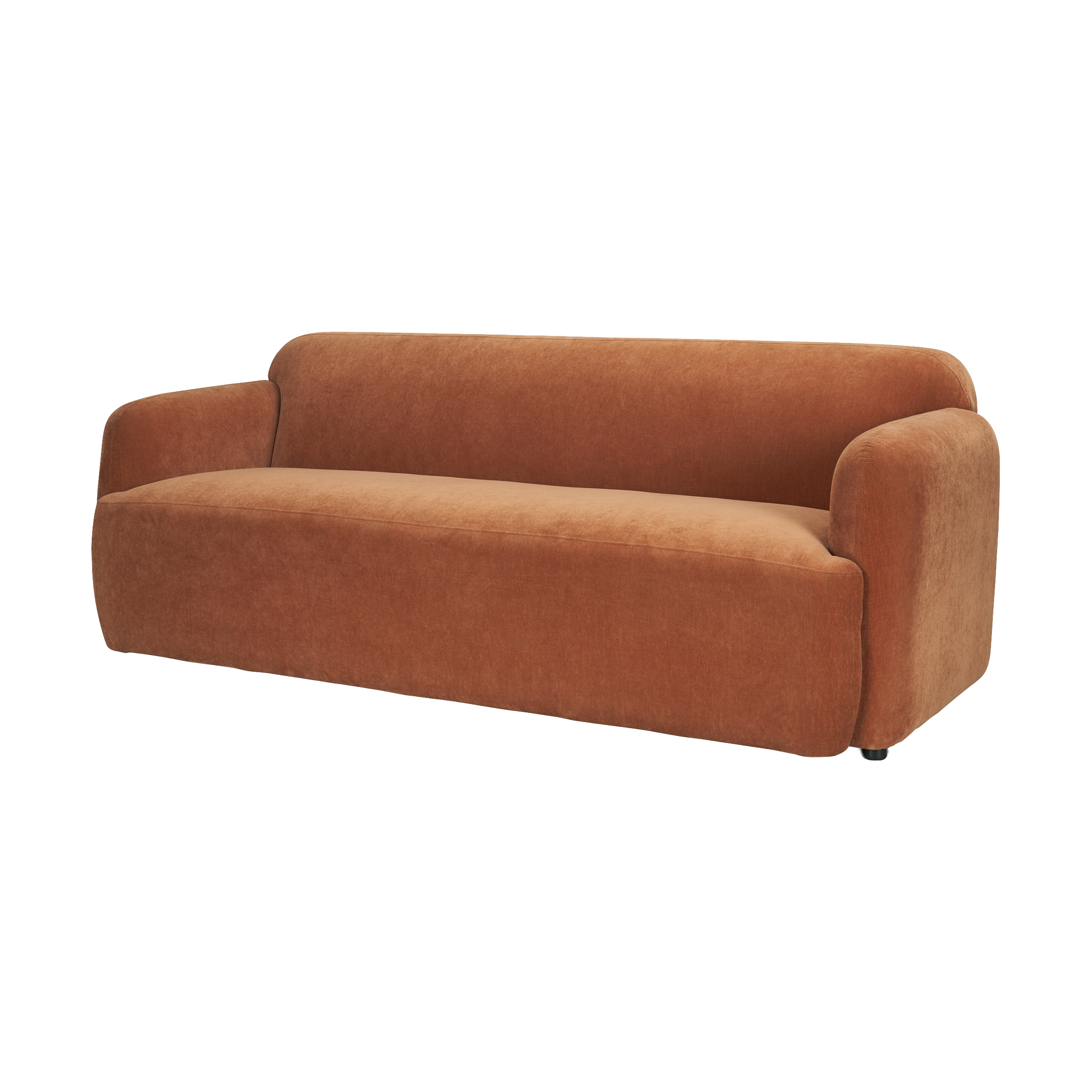Stella 90" Bench-Seat Sofa, Rust Chenille Velvet Stella 90" Bench-Seat Sofa, Rust Chenille Velvet