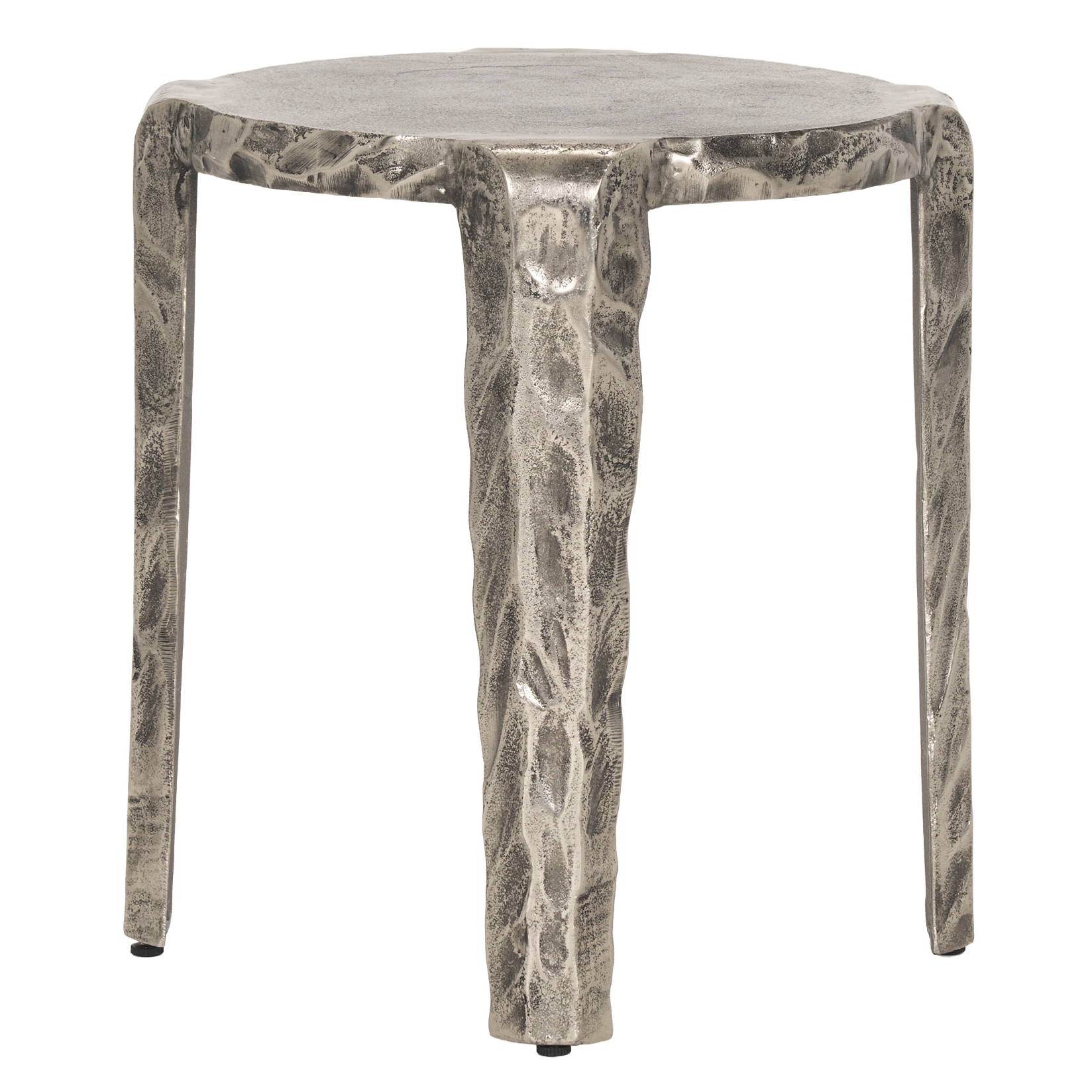 Caulfield Textured Nickel Metal Accent Table, Silver Caulfield Textured Nickel Metal Accent Table, Silver