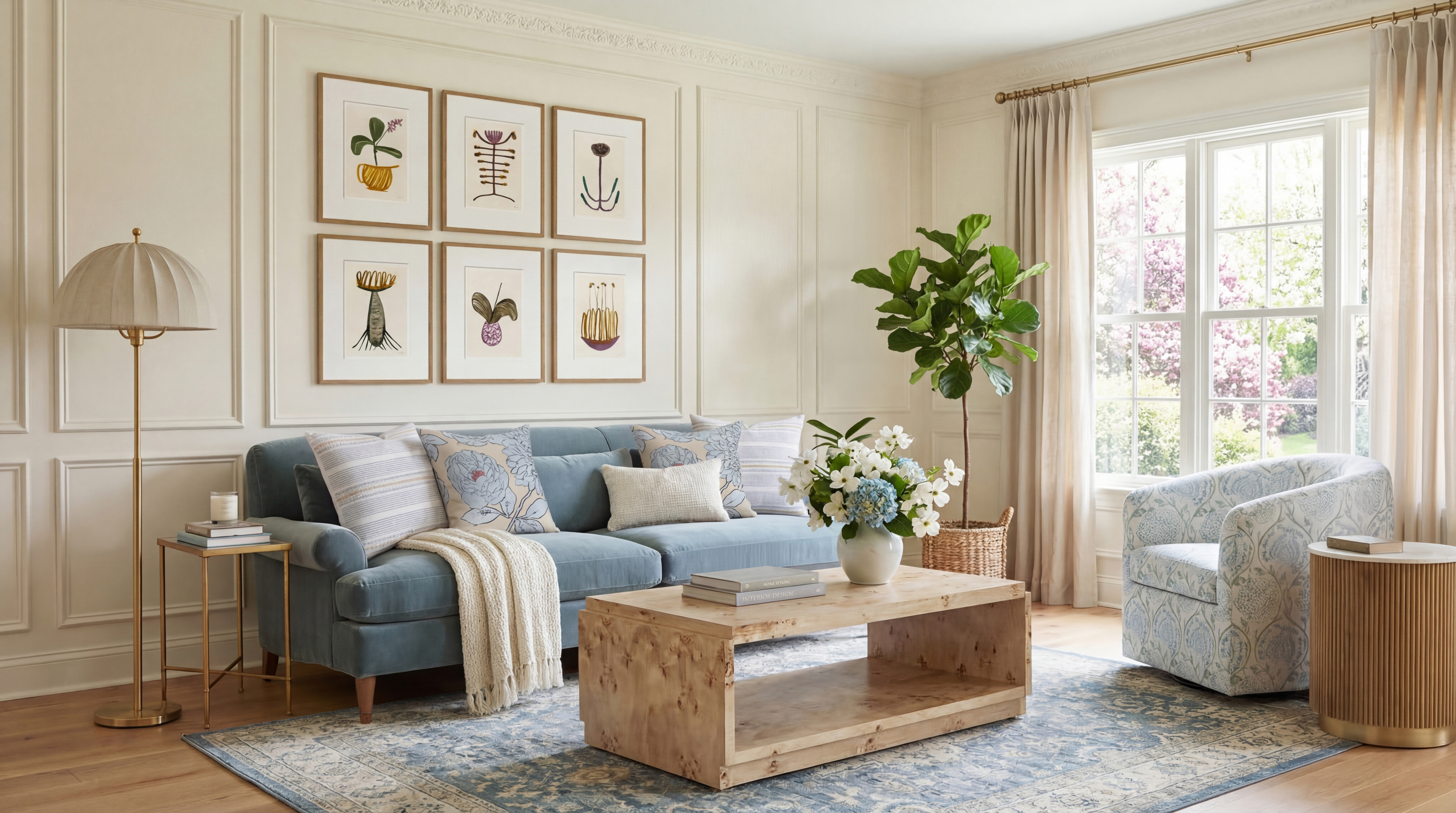 Spring living room styled with One Kings Lane furniture