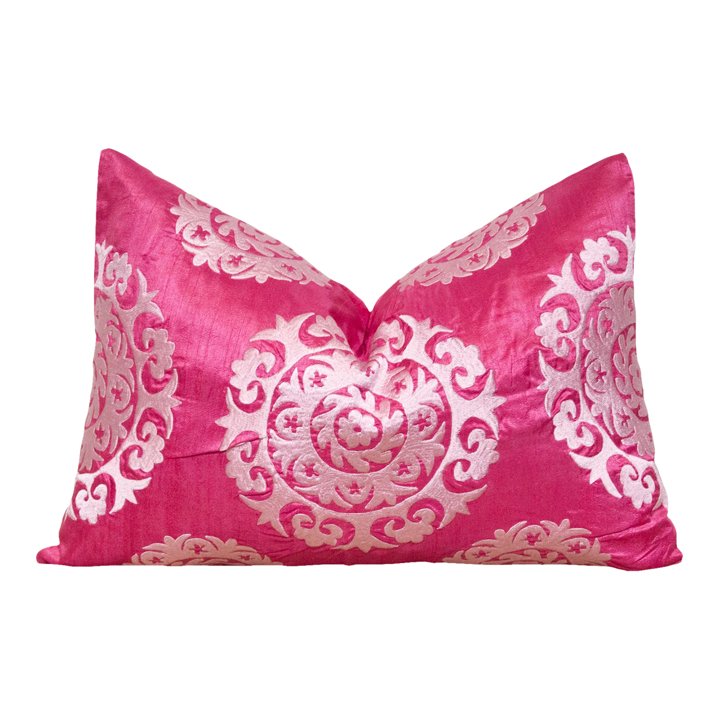 Thulian Pink Silk Suzani Pillow Cover Thulian Pink Silk Suzani Pillow Cover~P77682038