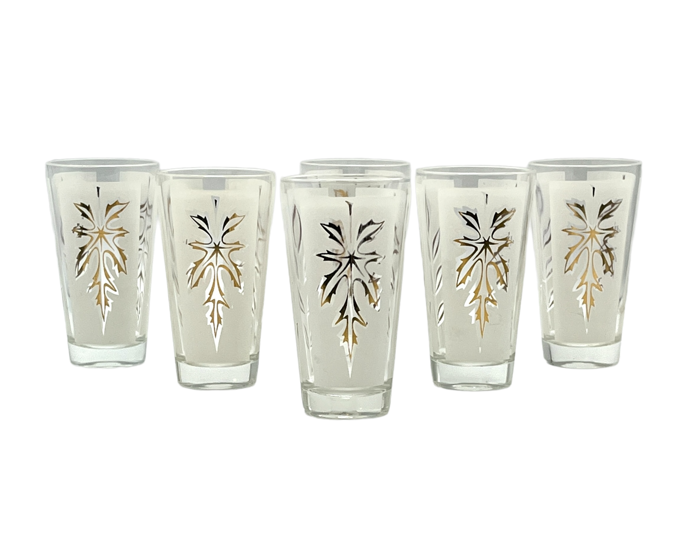 C. 1970s Gold Leaf & Frosted Tumblers~P77660110