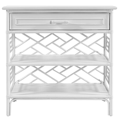 Chippendale Nightstand, White~P77363817
