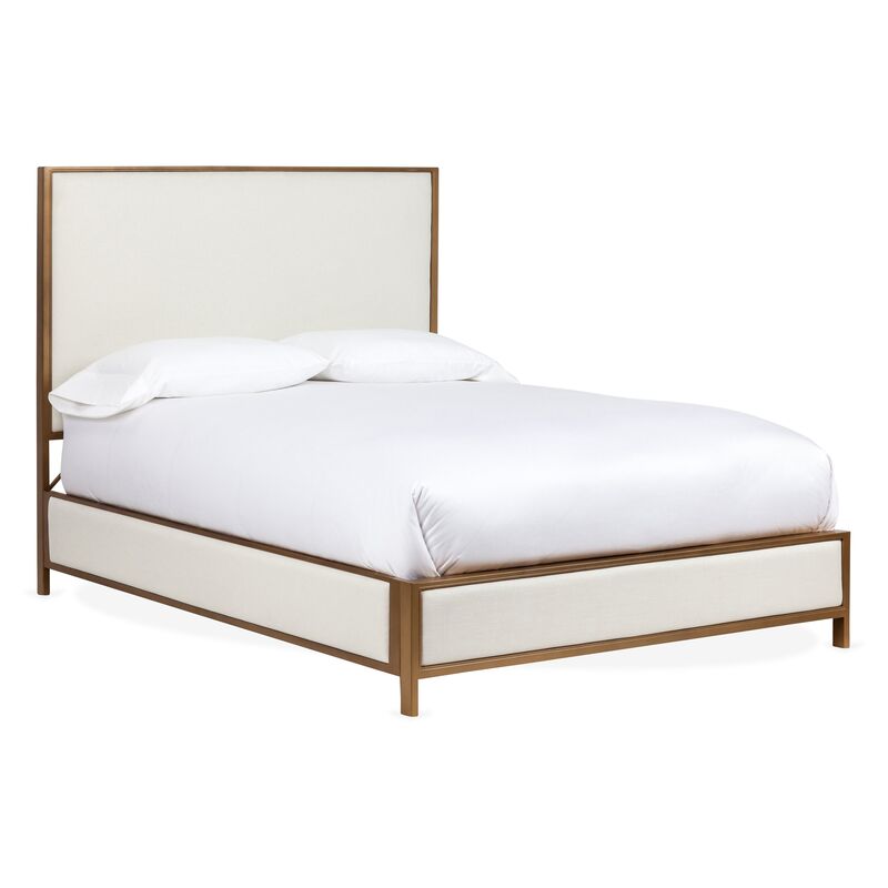 Beverly Bed, Ivory/Brass