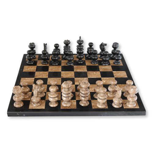 Midcentury Italian Marble Chess Set, Marble Midcentury Italian Marble Chess Set, Marble