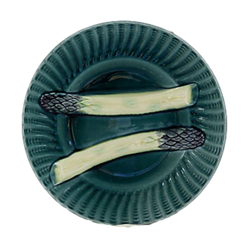 19th-C. French Majolica Asparagus Plate