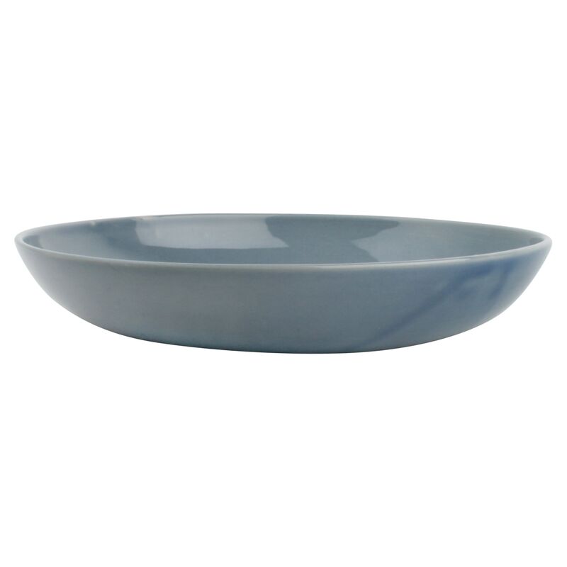 S/4 Shell Bisque Pasta Bowls, Blue
