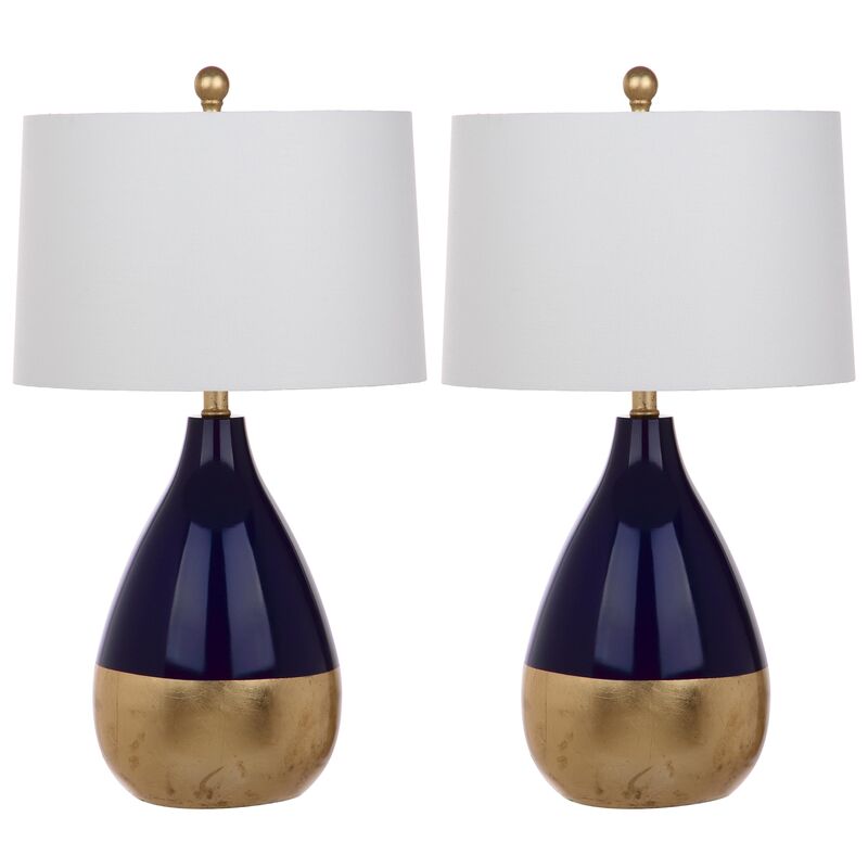 S/2 Claudia Table Lamps, Navy/Gold