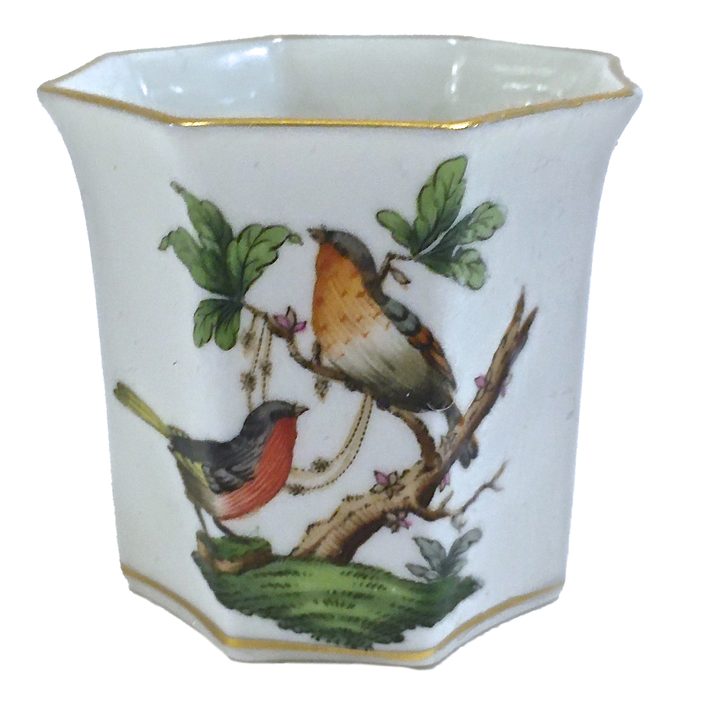 Herend Octagon Widbird & Butterfly Vase~P77662624