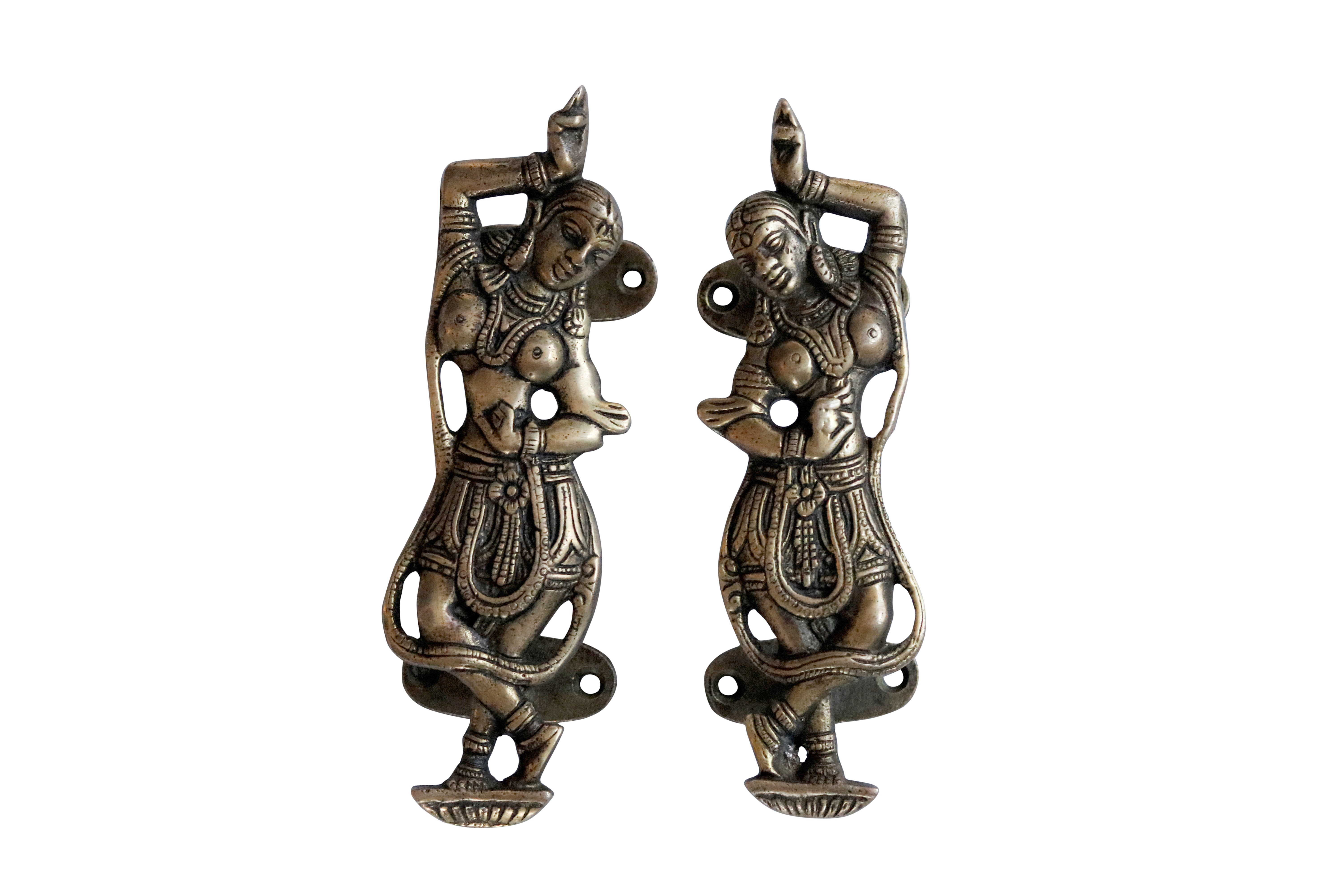 Indian Dancer Brass Door Handles, a Pair~P77701316