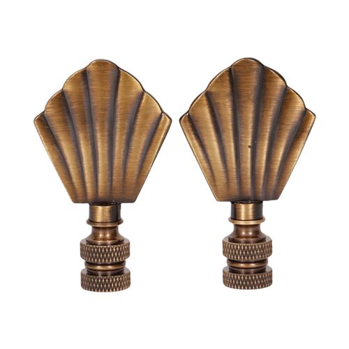 Scallop Shell Brass Lamp Finials - Pair~P77651270