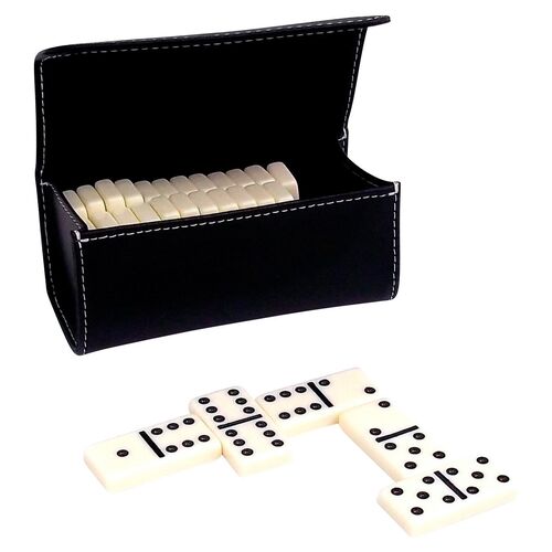 Leather Domino Set and Case, Black~P75772618
