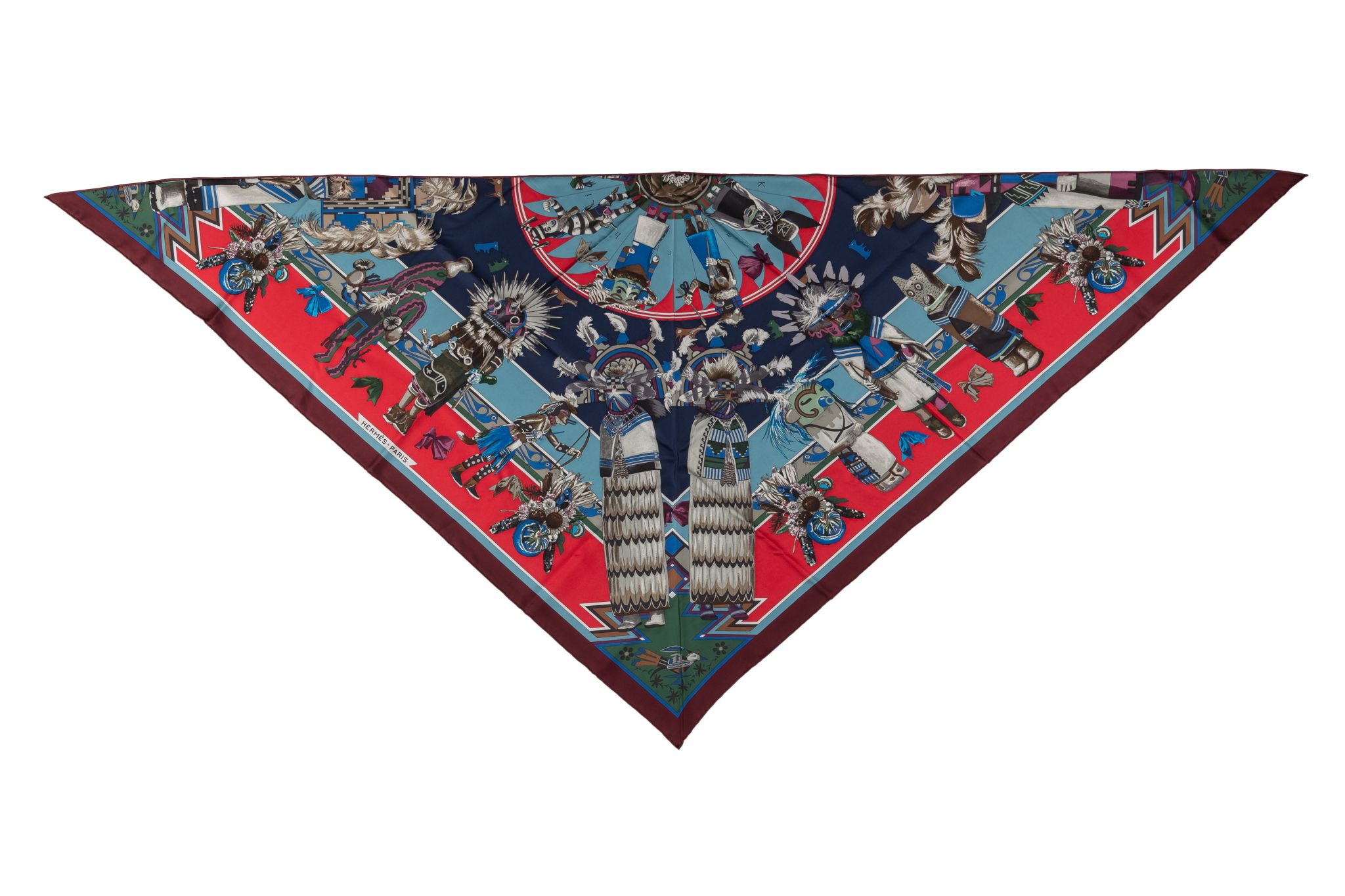 Hermès Blue “Kachinas��� Pointe Silk Shawl Hermès Blue “Kachinas��� Pointe Silk Shawl~P77698912