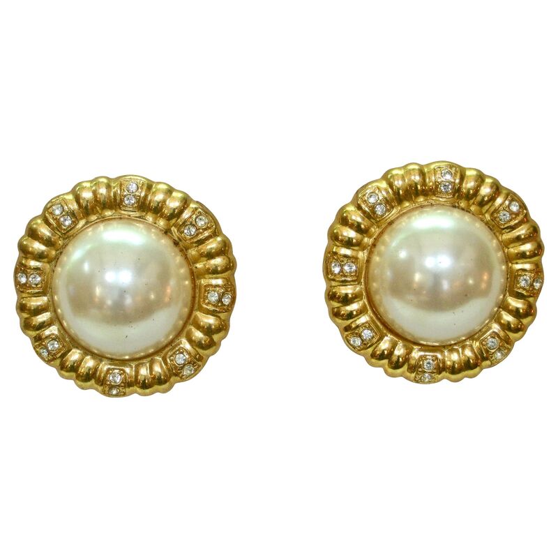 Givenchy Pearl & Crystal Earrings