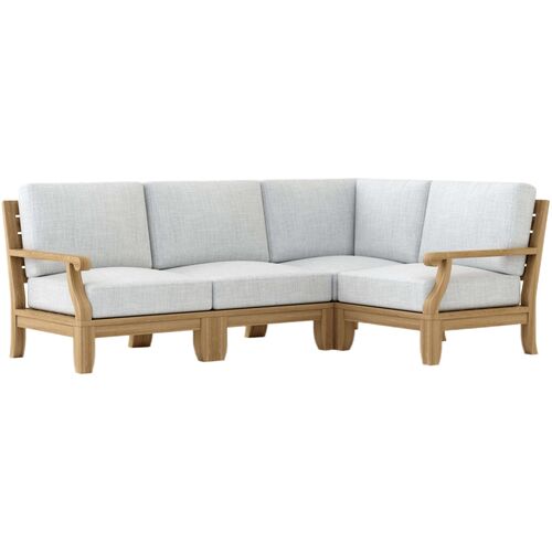 Nuvira Outdoor Teak Modular Set, Linen Natural Sunbrella