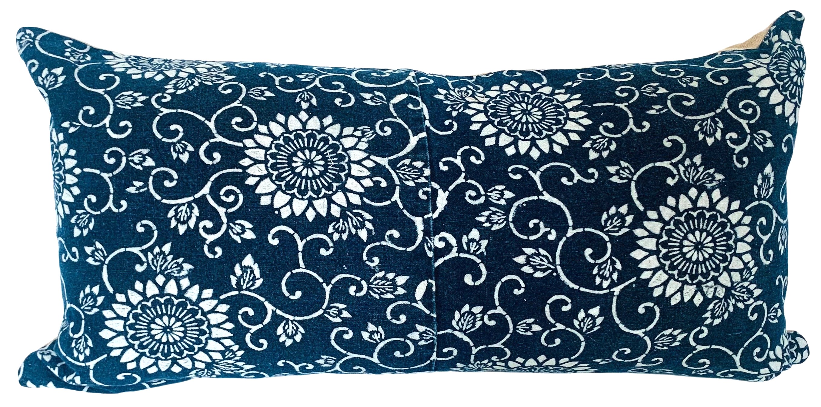 Japanese Indigo Kata-Zome Lumbar Pillow