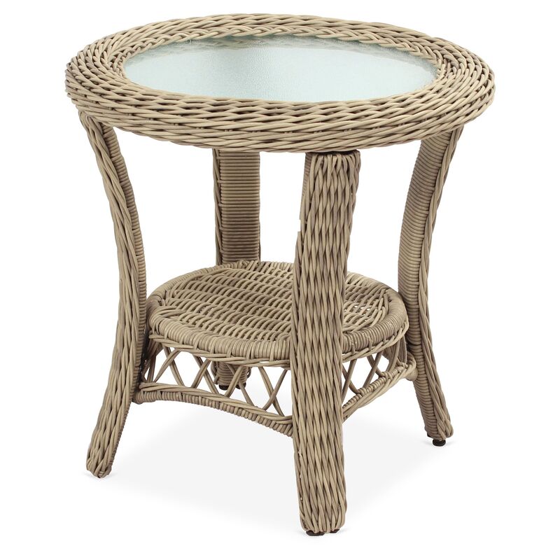 Arcadia Wicker Side Table, Driftwood