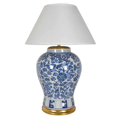 Arathis Porcelain Vase Table Lamp, Blue/White