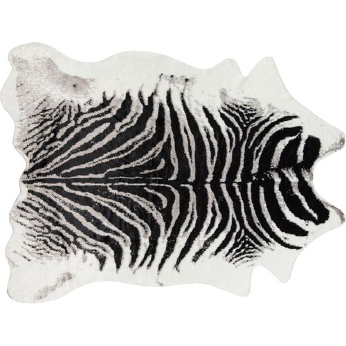 5'x8' Acadia Zebra Faux-Hide Rug, Black~P64569147