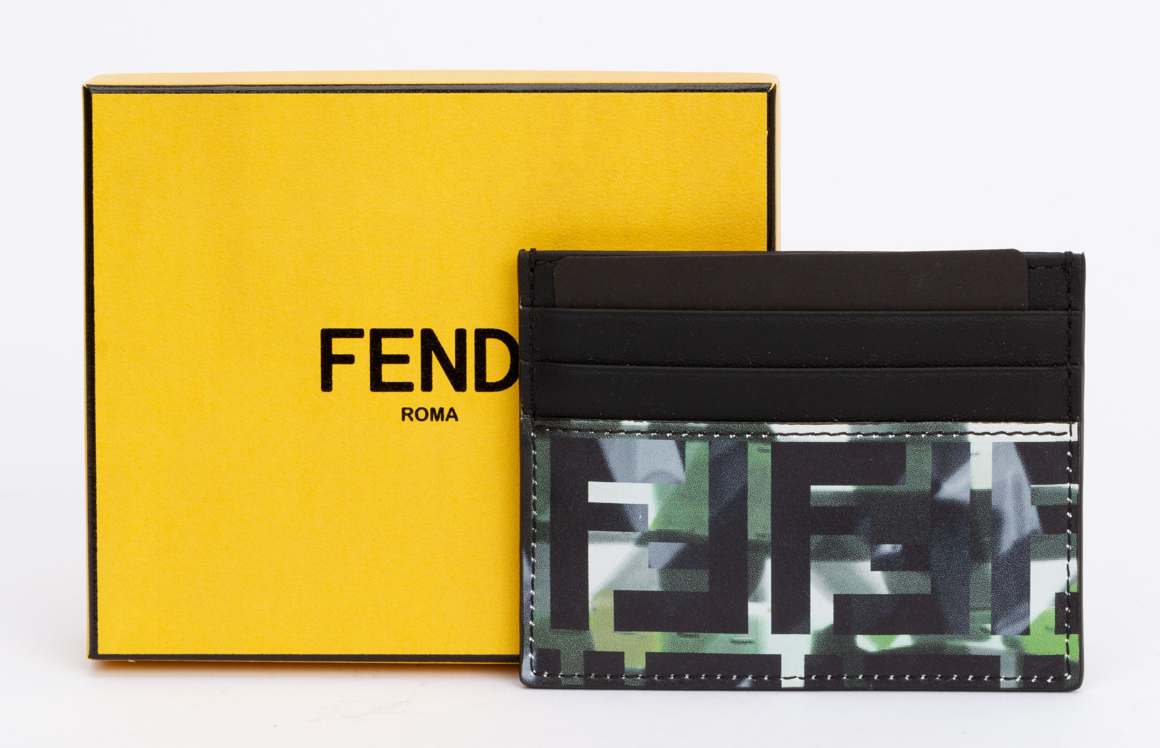 Fendi NIB Green Black Logo Card Holder~P77660931