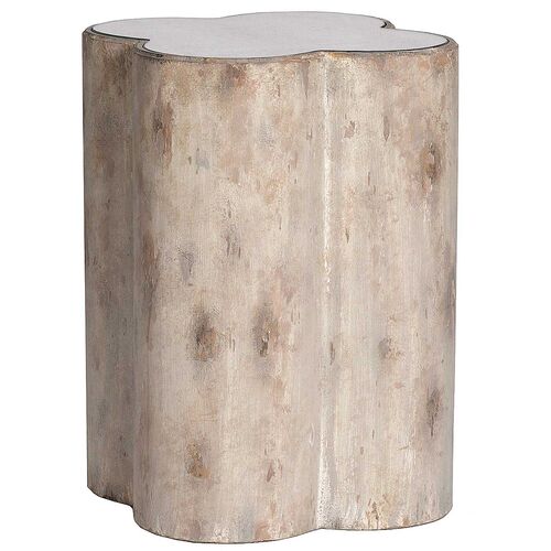 Cassandra Quatrefoil Side Table, Distressed Dove