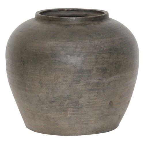 Vintage 10"  Pottery Jar, Charcoal