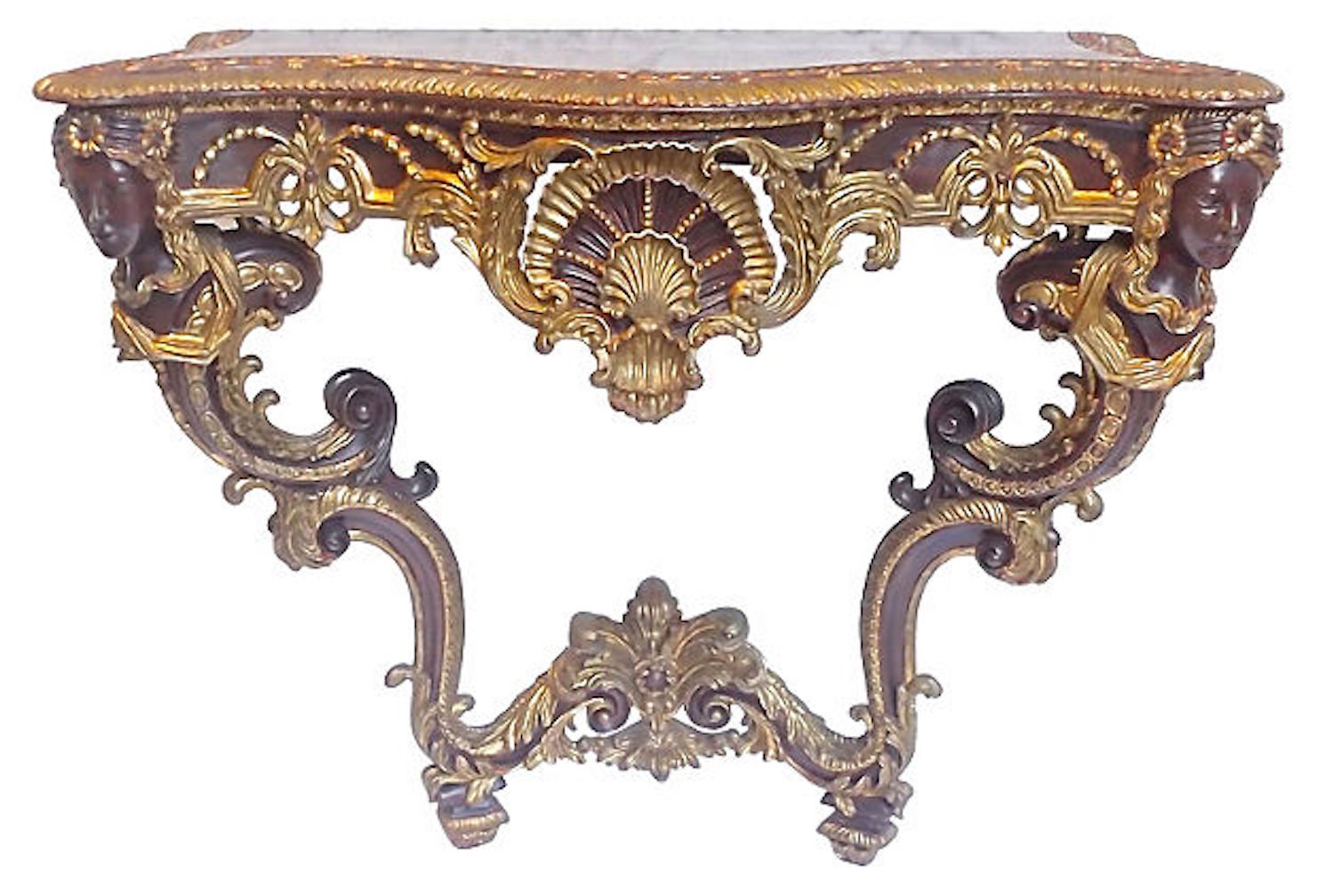 Antique Acanthus & Shell Console Table~P77620562