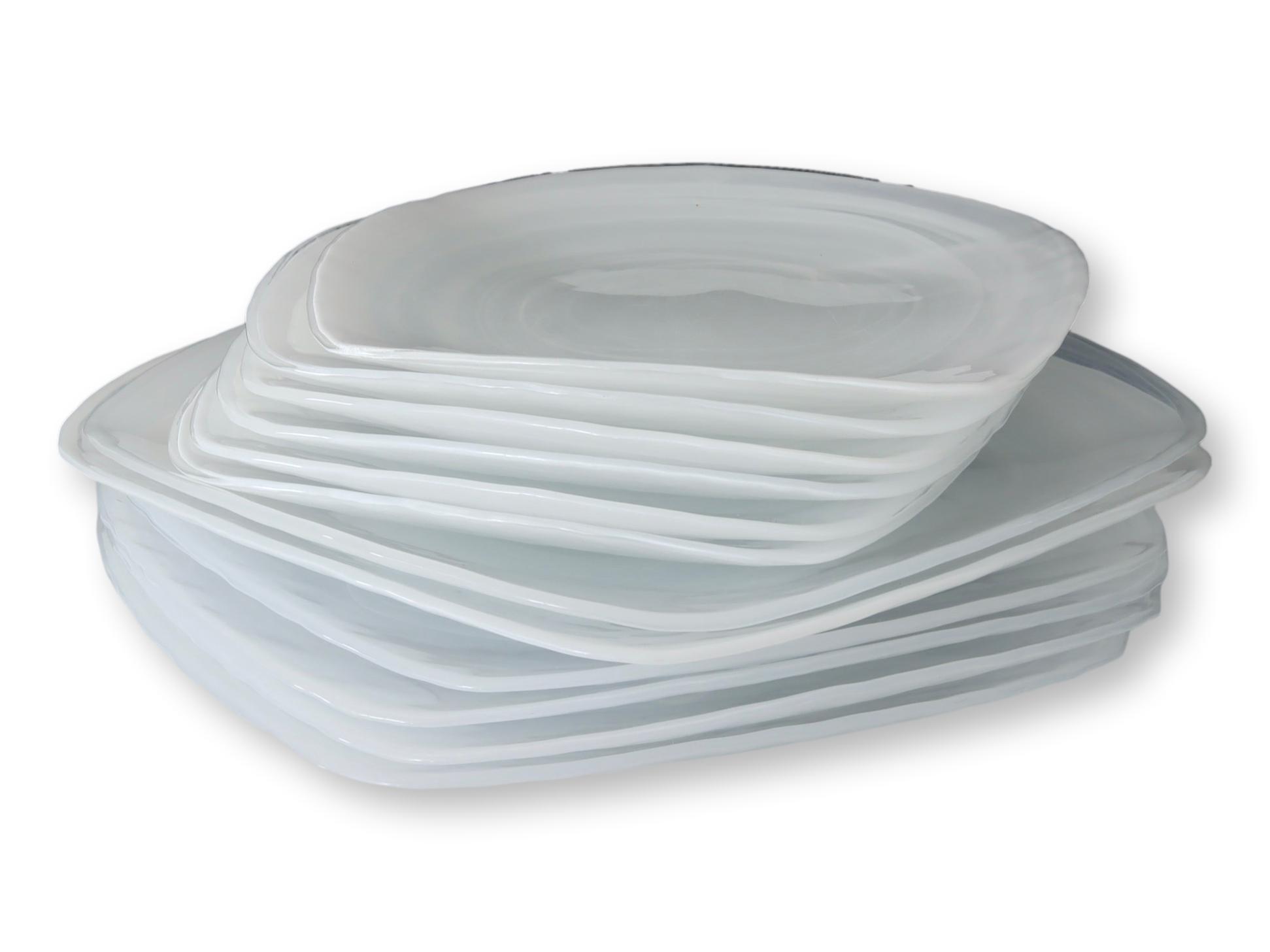 Italian Cloud Glass Plates, 15 Pieces~P77679698