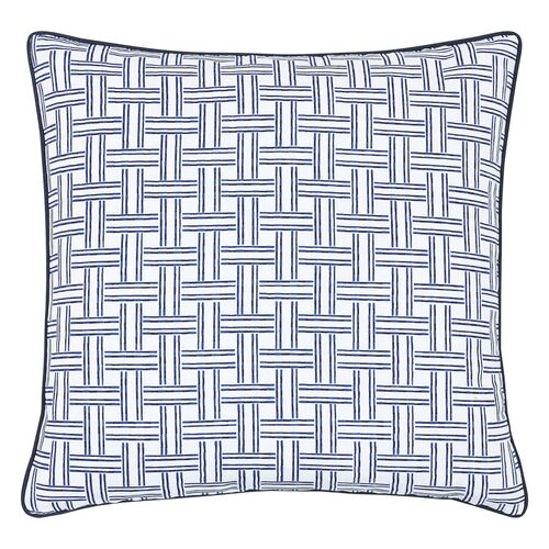 Caspian Basketweave Pillow, Blue/White