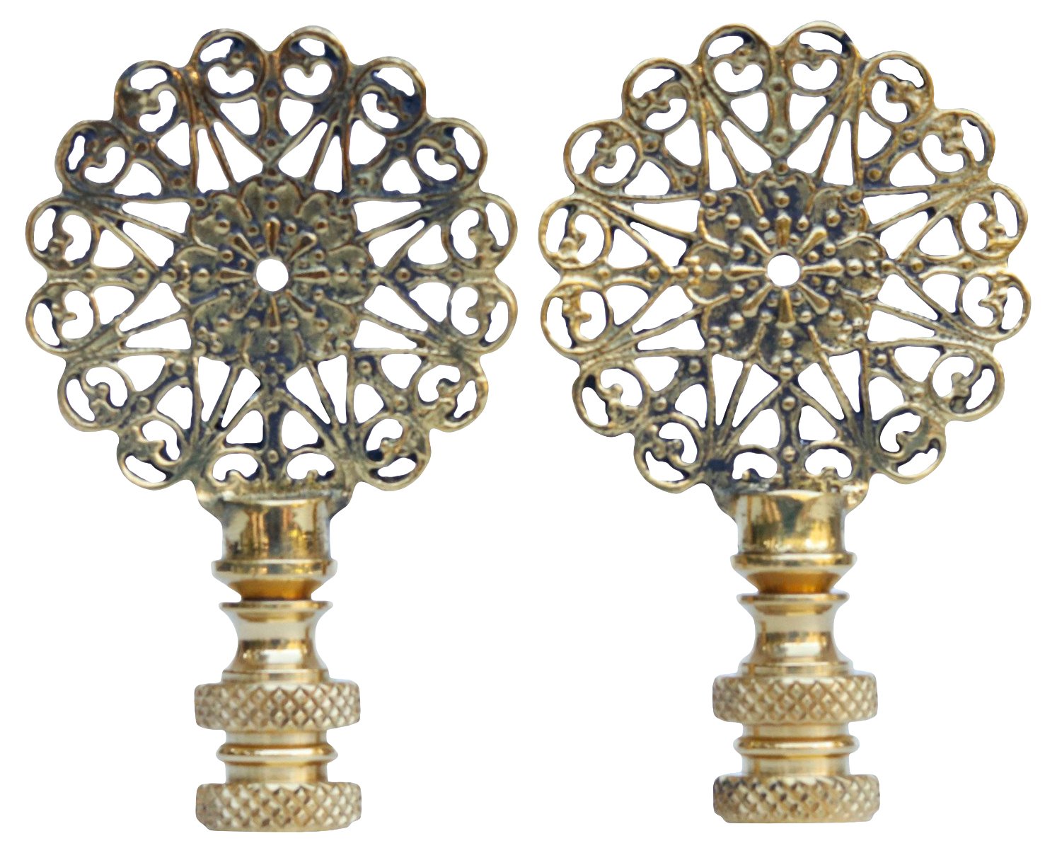 Lacy Brass Lamp Finials - a Pair~P77558122
