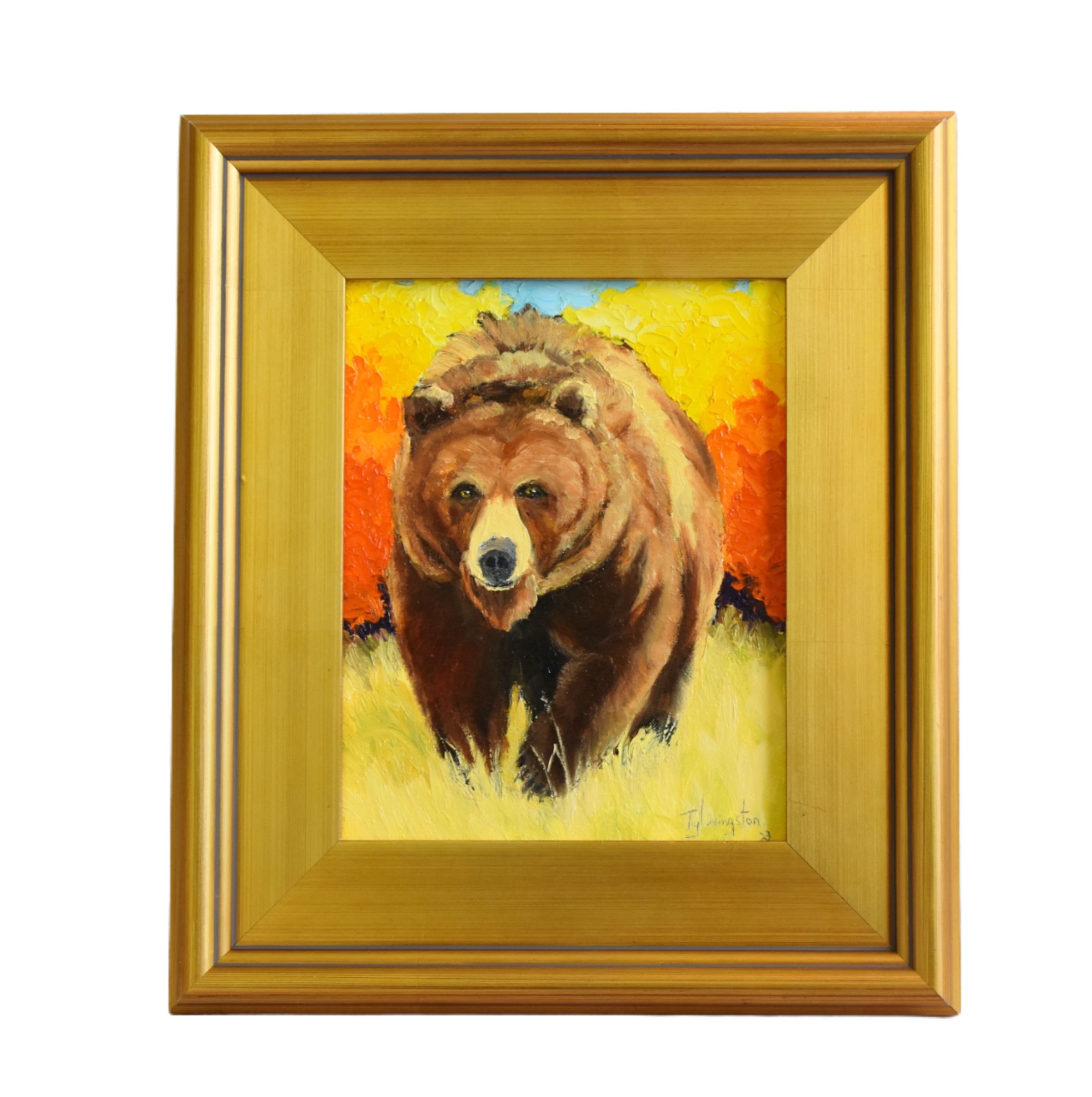 Wildlife Nature Brown Bear Oil Painting~P77667763