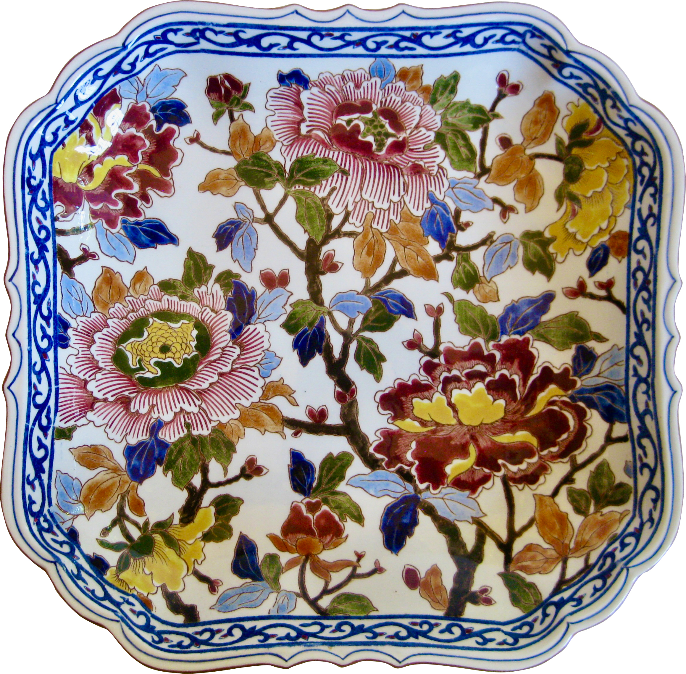 Gien French Faience Peonies Serving Bowl~P77658505