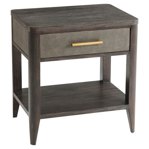 York Faux-Shagreen Nightstand, Java~P77504083