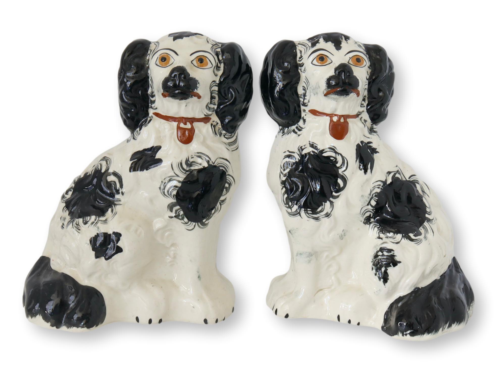 Antique Staffordshire King Charles Dogs~P77673563