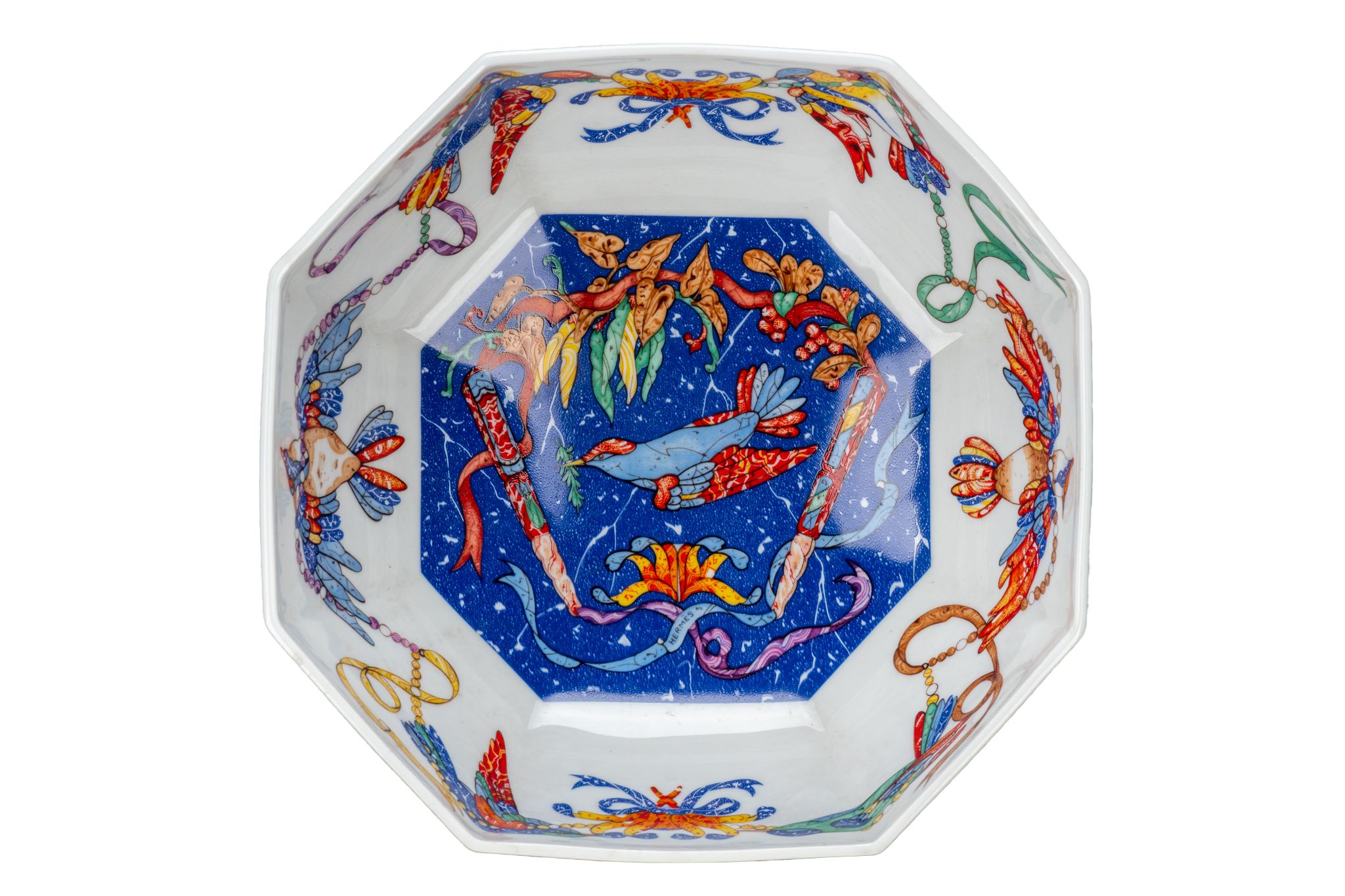 Hermes Large Blue Birds Porcelain Bowl~P77670713