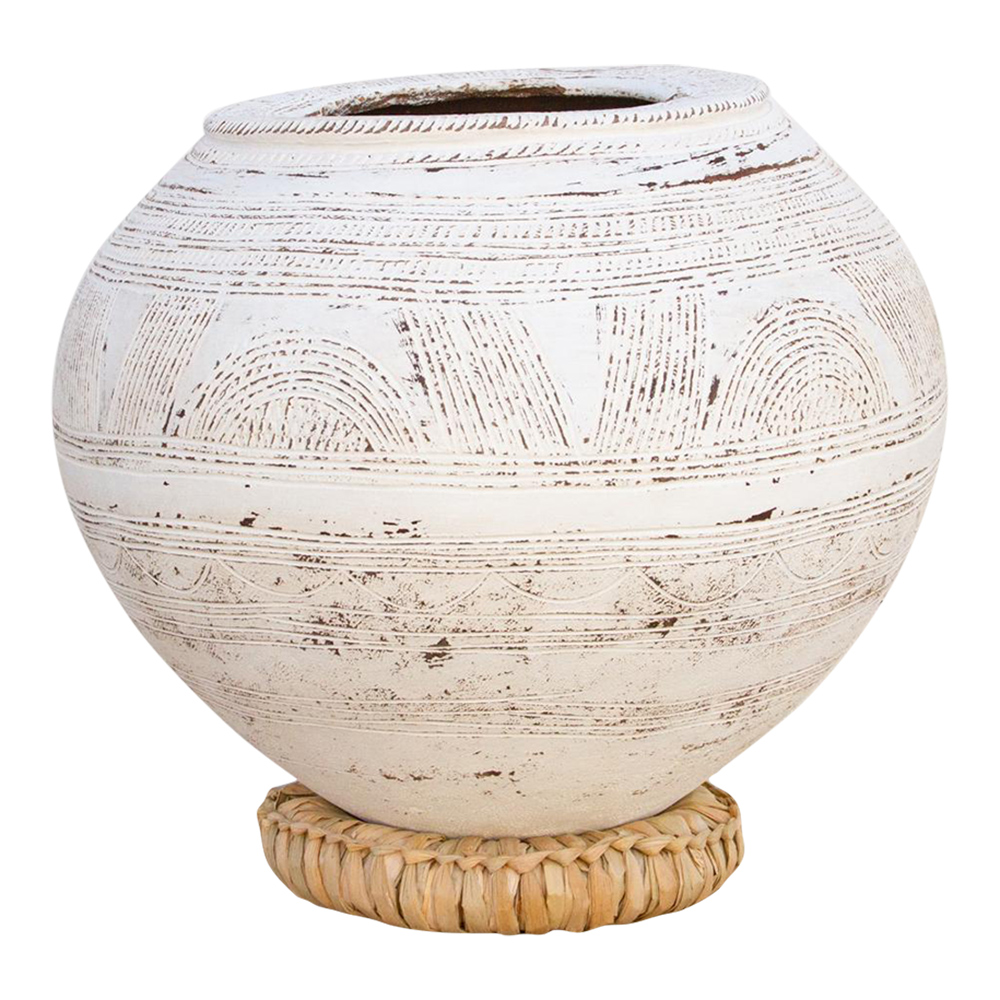 Whitewash African Antique Clay Pot~P77661607