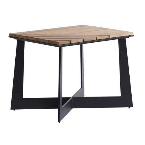 South Beach Outdoor Aluminum/Teak Square End Table, Graphite/Tan South Beach Outdoor Aluminum/Teak Square End Table, Graphite/Tan