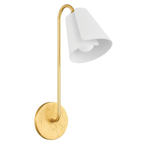 Crew Lily 16.5" Wall Sconce, Gold Leaf/Textured White