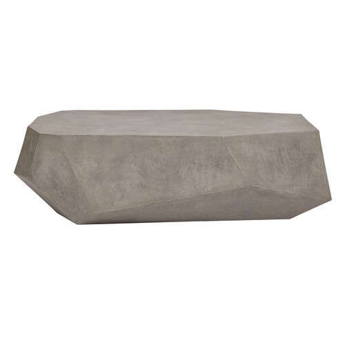 Elwood Geometric Concrete Coffee Table, Dark Grey