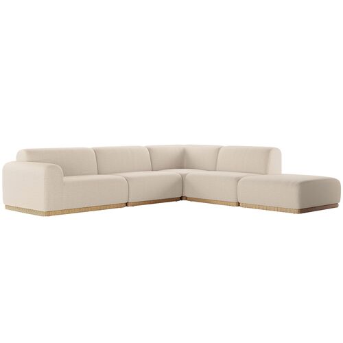Aspen Outdoor 4pc Sectional w/ Ottoman, Faux Hyacinth/Sand