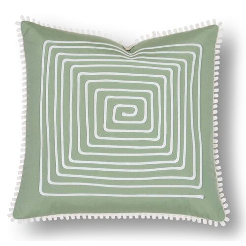 Jen 18x18 Outdoor Pillow, Green/White~P77475154