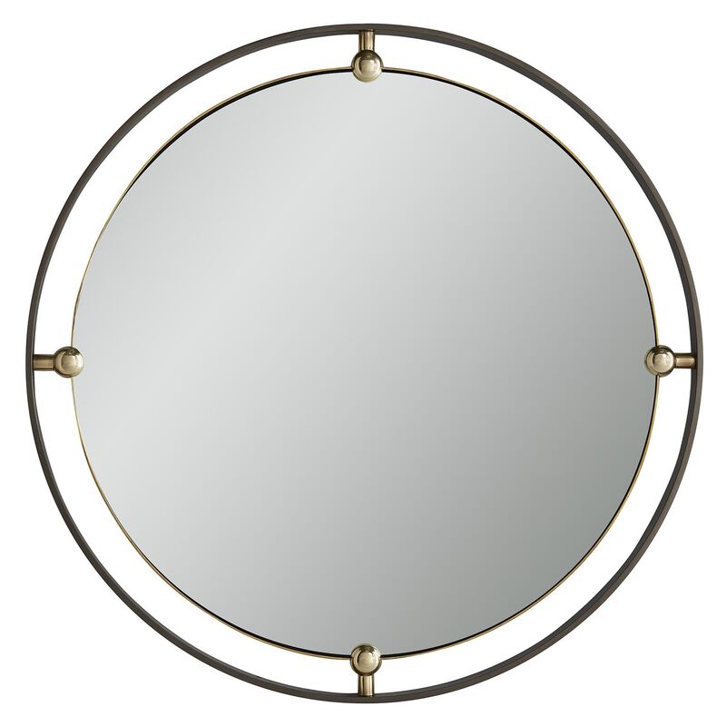 Janey Round Wall Mirror, Natural Iron