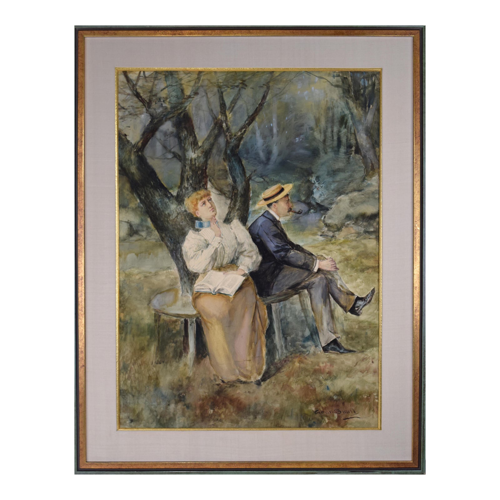 Large Watercolor of Couple by Gean Smith~P77657580