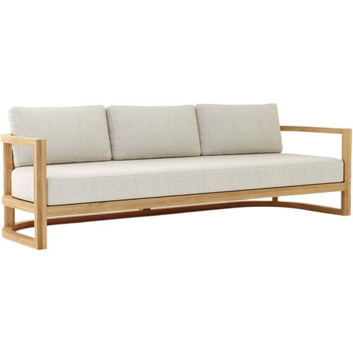 Borella 3-Seat Outdoor Teak Sofa, Linen Natural Sunbrella