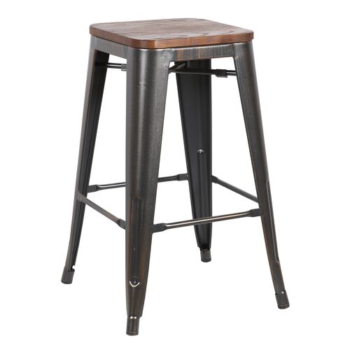 S/4 Kaleb Counter Stools, Antique Black/Walnut~P77629313