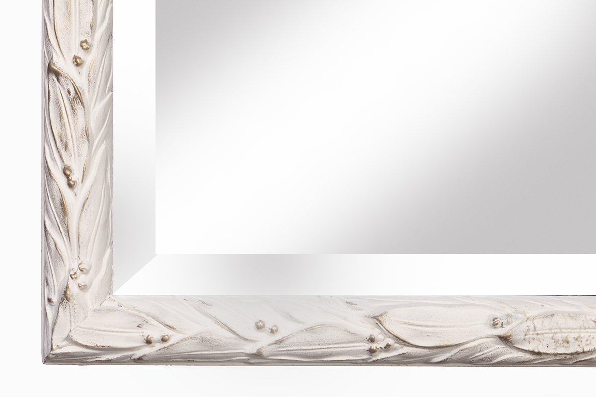 White Framed Beveled Mirror~P77672160