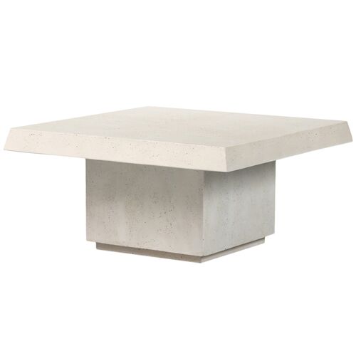 Avila Outdoor Concrete Coffee Table, Aged White