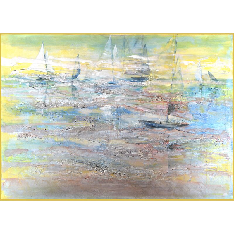Large Abstract Seascape w/ Sailboats