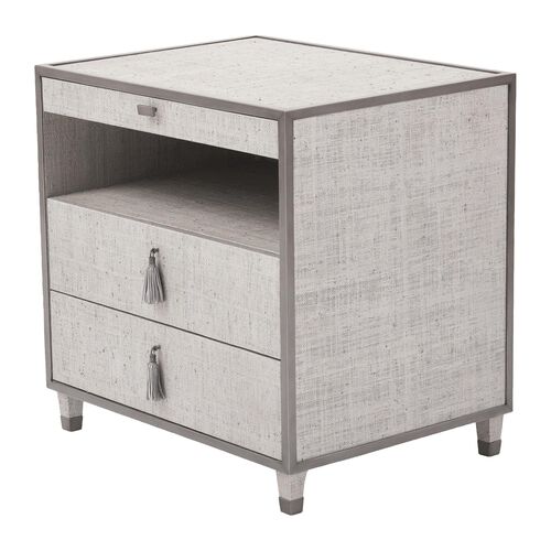 Argento 2-Drawer Open Shelf Nightstand, Gray Argento 2-Drawer Open Shelf Nightstand, Gray