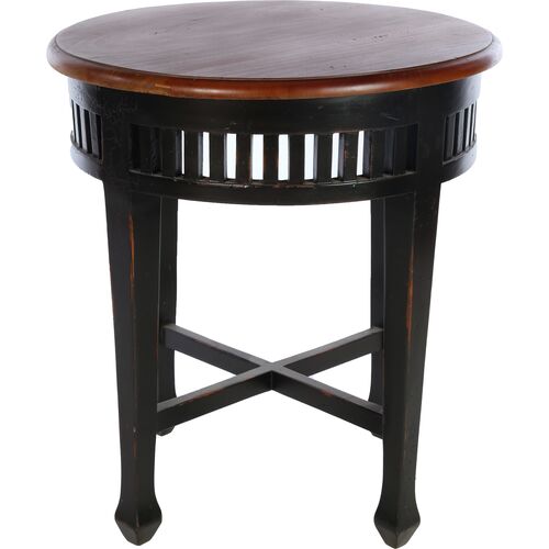 Krista Round Lamp Side Table, Walnut~P77654933