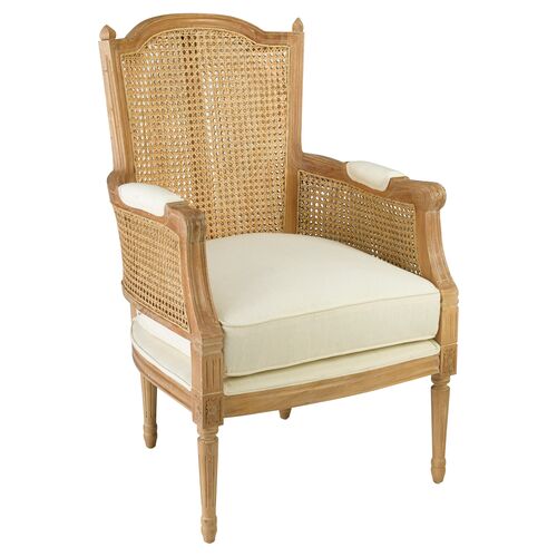 Noreen Accent Chair, Natural/Off-White Linen~P76653899